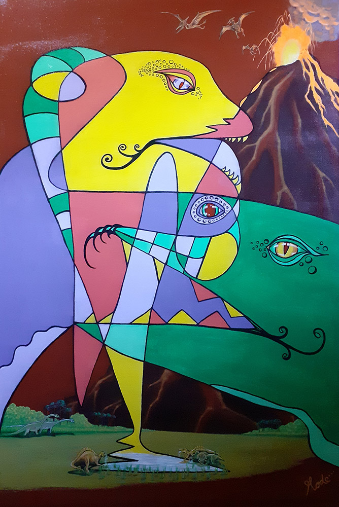 Pintura "Mandíbula del cretácico", de la serie "Ojos cerrados", autor Claudio Moda