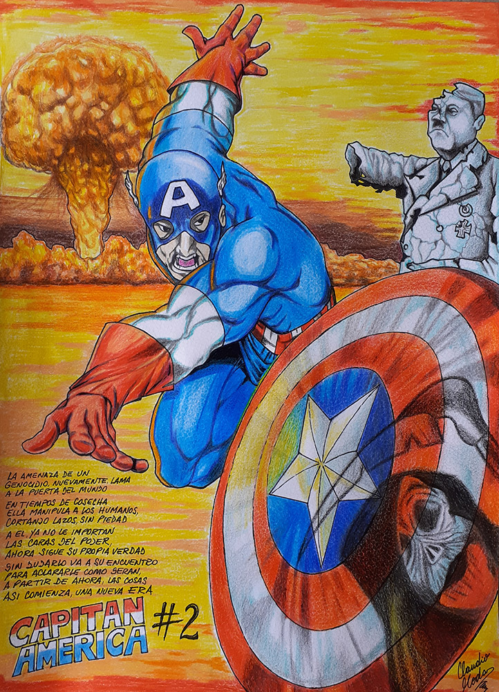 "Capitán América", Pintura de la serie "Posters que no existen" del autor Claudio Moda