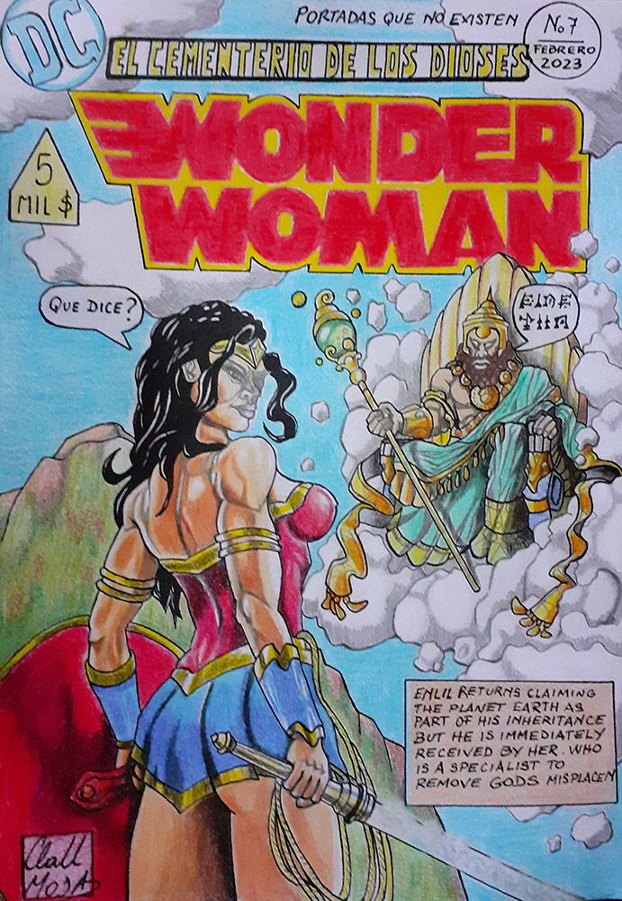"Wonder woman", Pintura de la serie "Portadas que no existen" del autor Claudio Moda