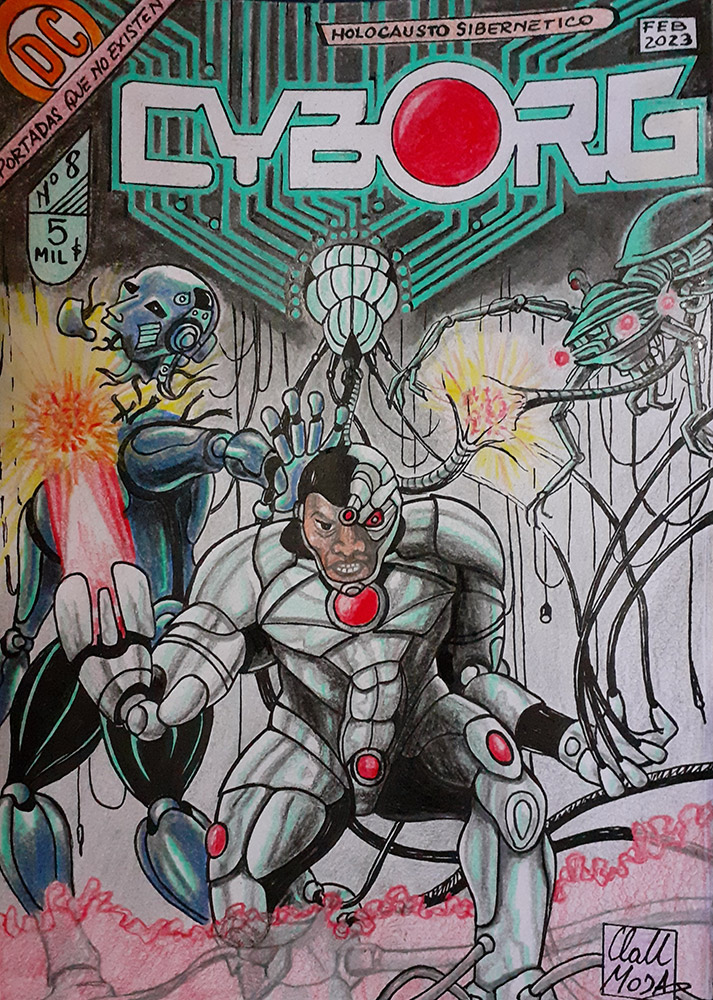 "Cyborg Holocausto", Pintura de la serie "Portadas que no existen" del autor Claudio Moda
