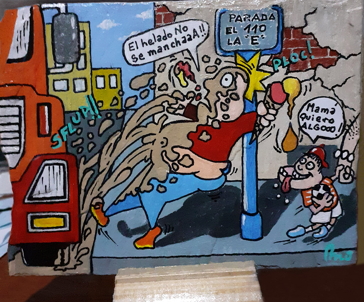 Pintura en laja serie "Andresito en problemas", autor Claudio Moda