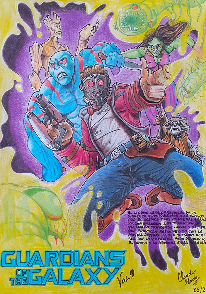 Guardians of the Galaxy, pintura del artista Claudio Moda, serie Posters que no exiten