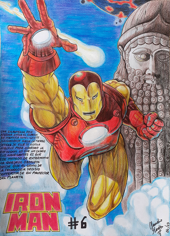 Iron Man, pintura del artista Claudio Moda, serie "Posters que no existen"